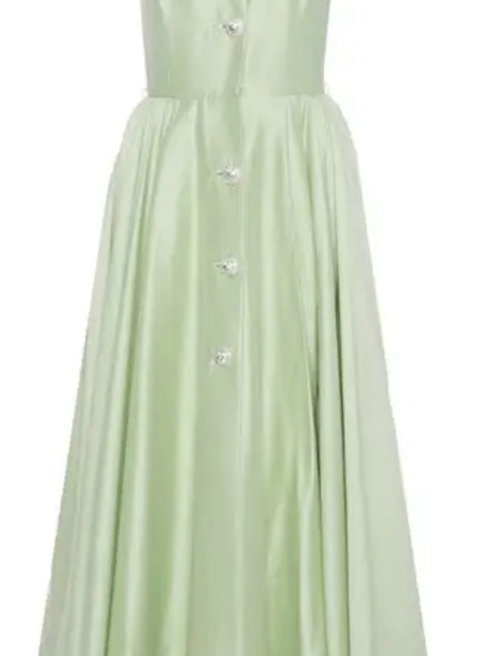 Alessandra Rich Light Mint Satin Maxi Skirt with Front Buttons